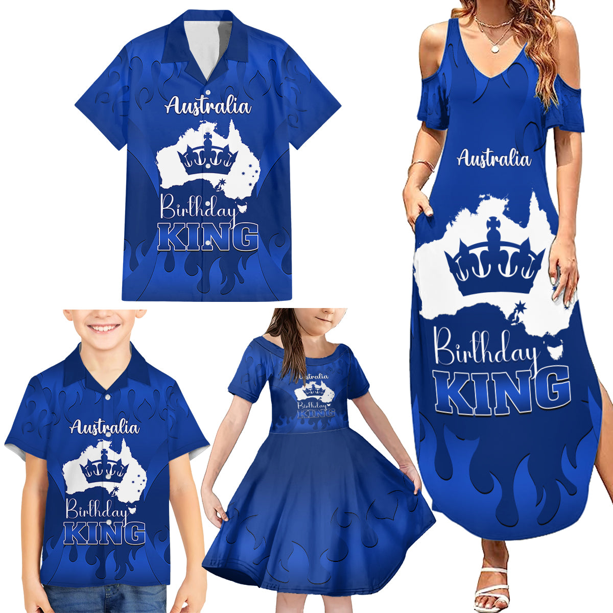 australia-king-birthday-family-matching-summer-maxi-dress-and-hawaiian-shirt-australian-map-with-crown-blue-version