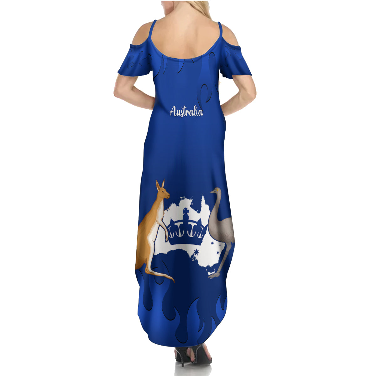 australia-king-birthday-family-matching-summer-maxi-dress-and-hawaiian-shirt-australian-map-with-crown-blue-version