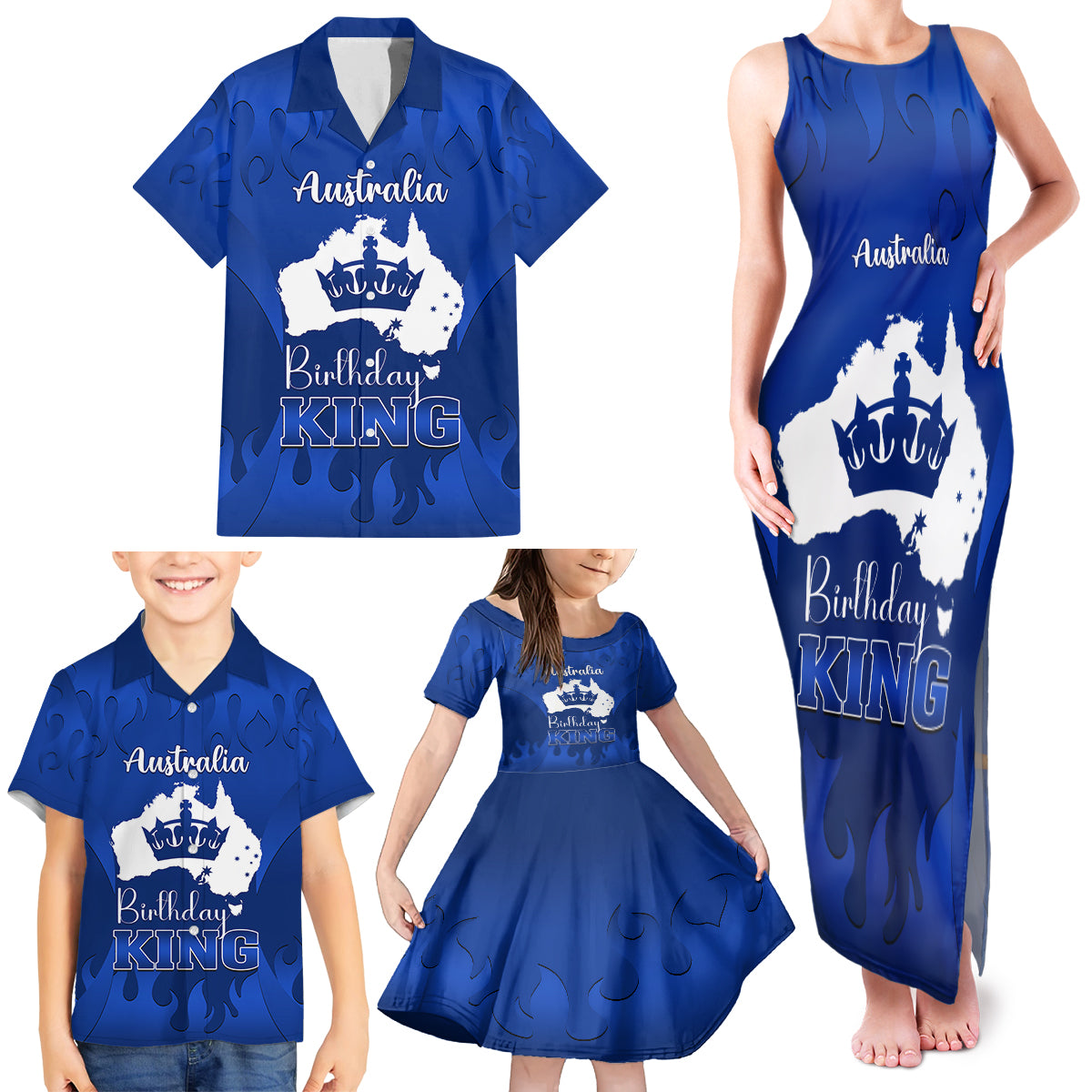 australia-king-birthday-family-matching-tank-maxi-dress-and-hawaiian-shirt-australian-map-with-crown-blue-version