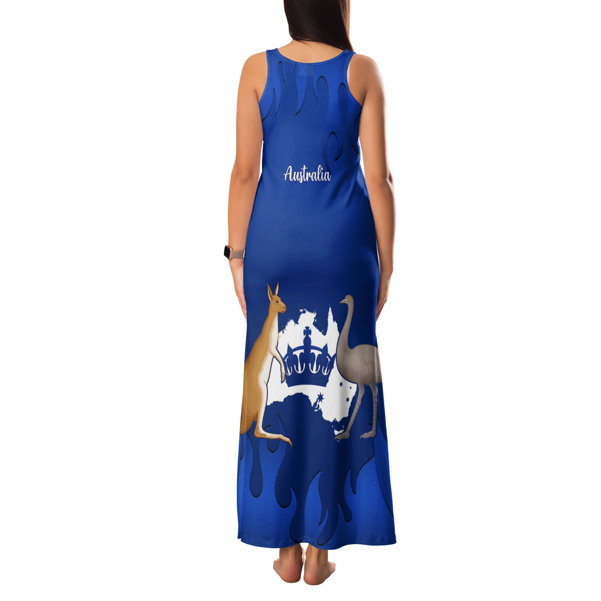 australia-king-birthday-family-matching-tank-maxi-dress-and-hawaiian-shirt-australian-map-with-crown-blue-version