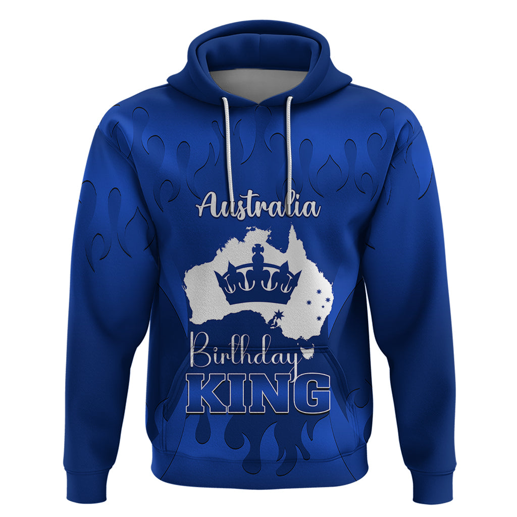 Australia King Birthday Hoodie Australian Map With Crown Blue Version - Vibe Hoodie Shop