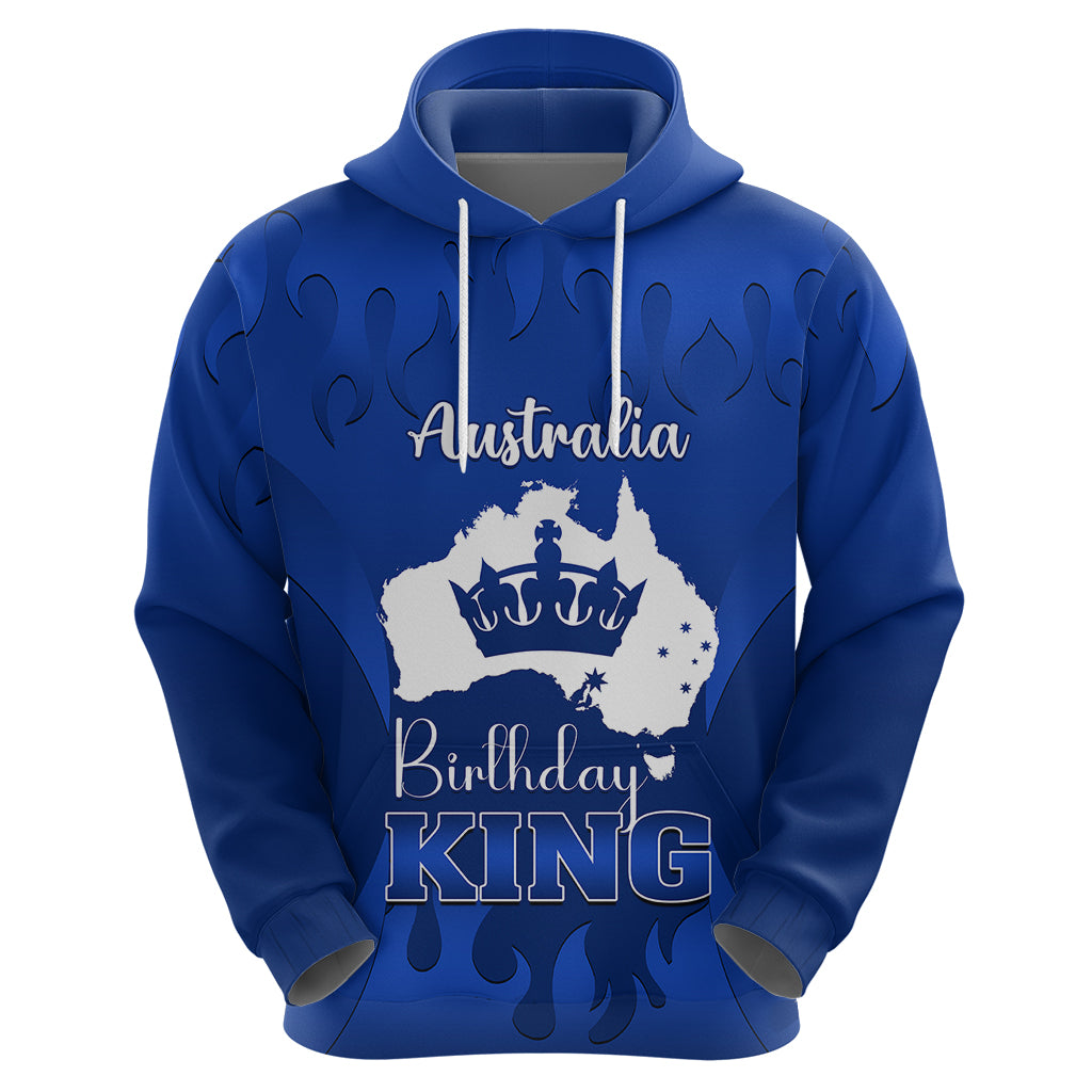 Australia King Birthday Hoodie Australian Map With Crown Blue Version - Vibe Hoodie Shop