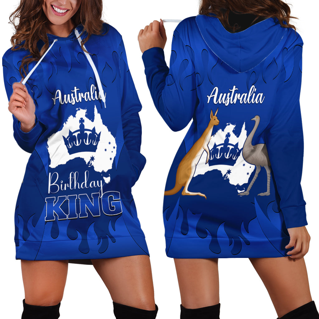 Australia King Birthday Hoodie Dress Australian Map With Crown Blue Version - Vibe Hoodie Shop