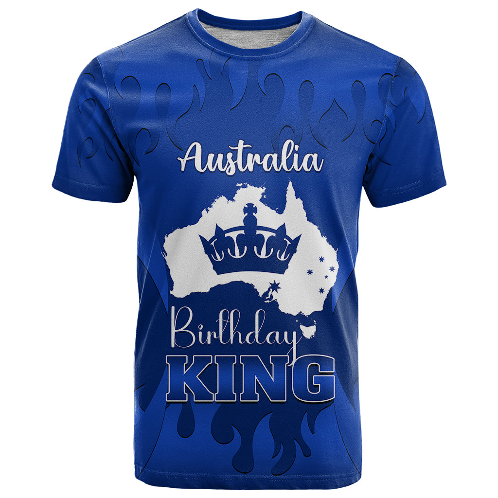 Australia King Birthday T Shirt Australian Map With Crown Blue Version - Vibe Hoodie Shop