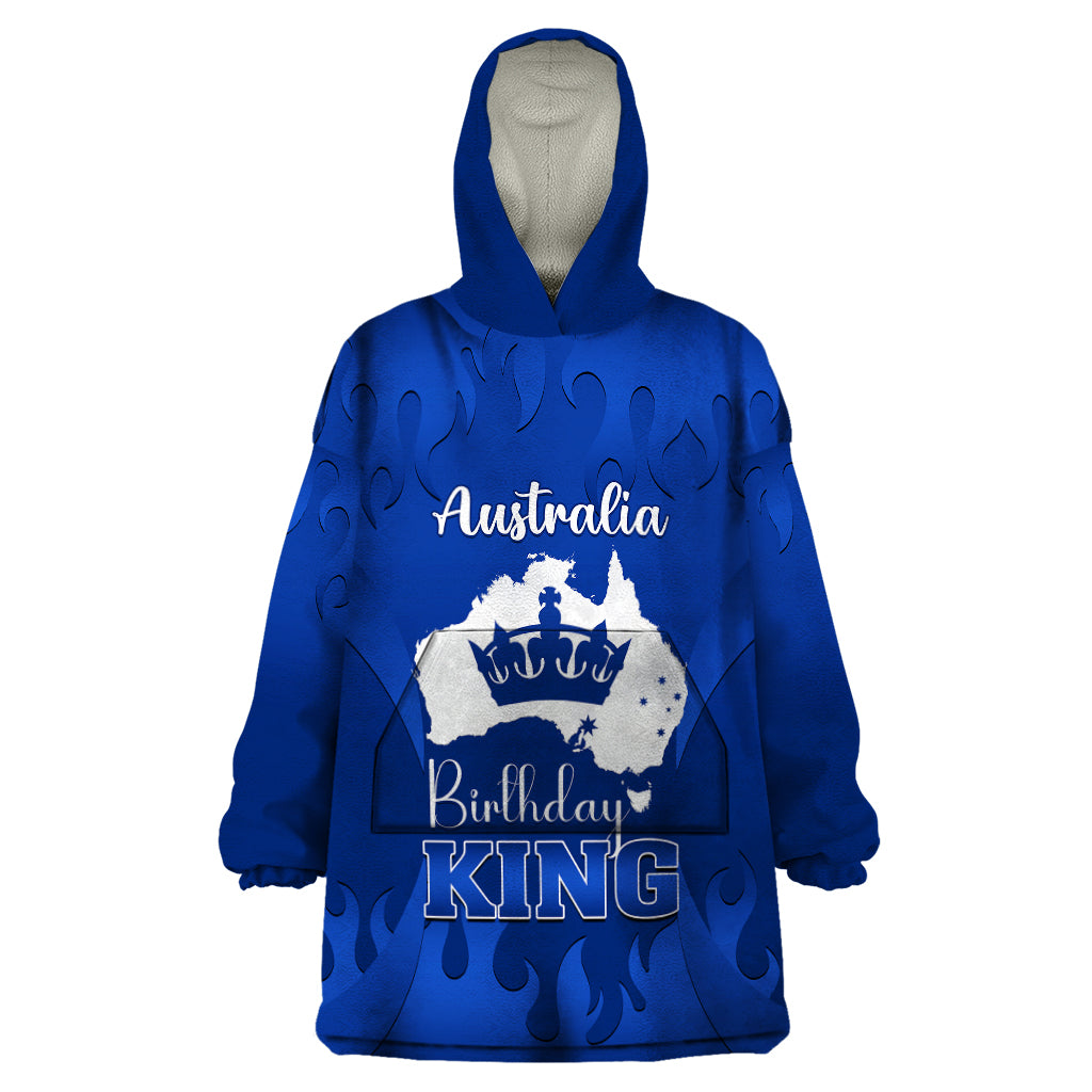 Australia King Birthday Wearable Blanket Hoodie Australian Map With Crown Blue Version - Vibe Hoodie Shop