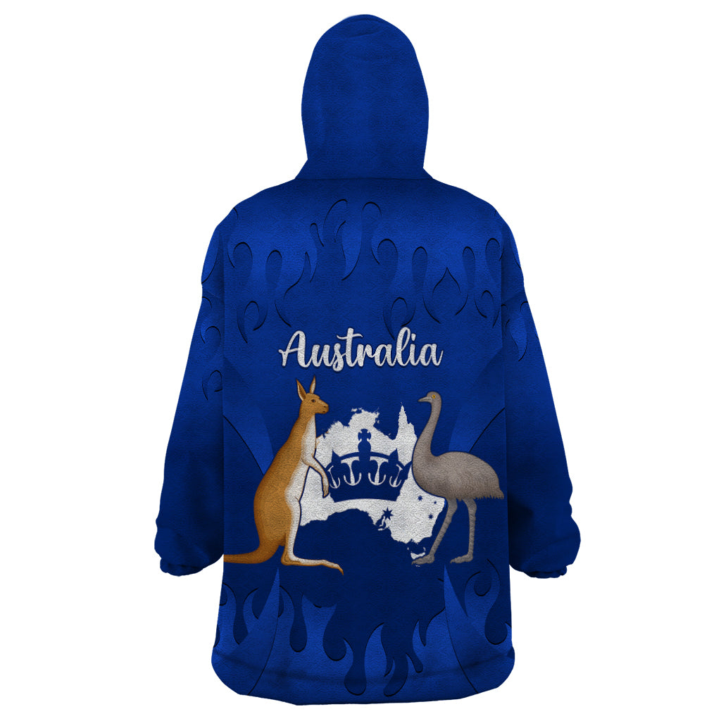 Australia King Birthday Wearable Blanket Hoodie Australian Map With Crown Blue Version - Vibe Hoodie Shop