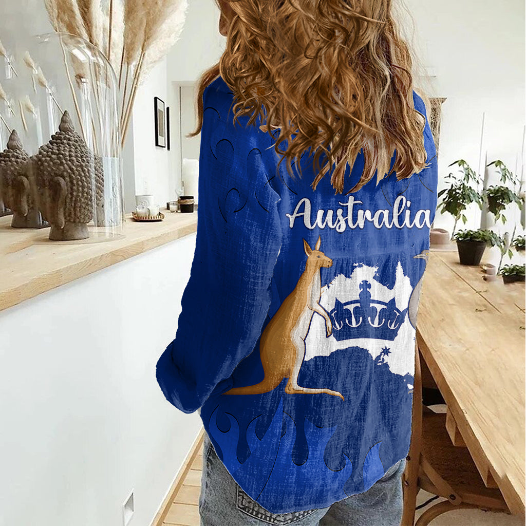 Australia King Birthday Women Casual Shirt Australian Map With Crown Blue Version - Vibe Hoodie Shop
