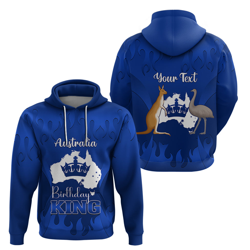 Personalised Australia King Birthday Hoodie Australian Map With Crown Blue Version - Vibe Hoodie Shop