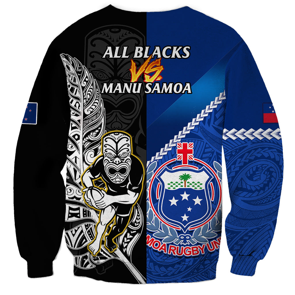 New Zealand And Samoa Rugby Sweatshirt All Black Tiki Fern Mix Manu Samoa 2023 World Cup - Vibe Hoodie Shop