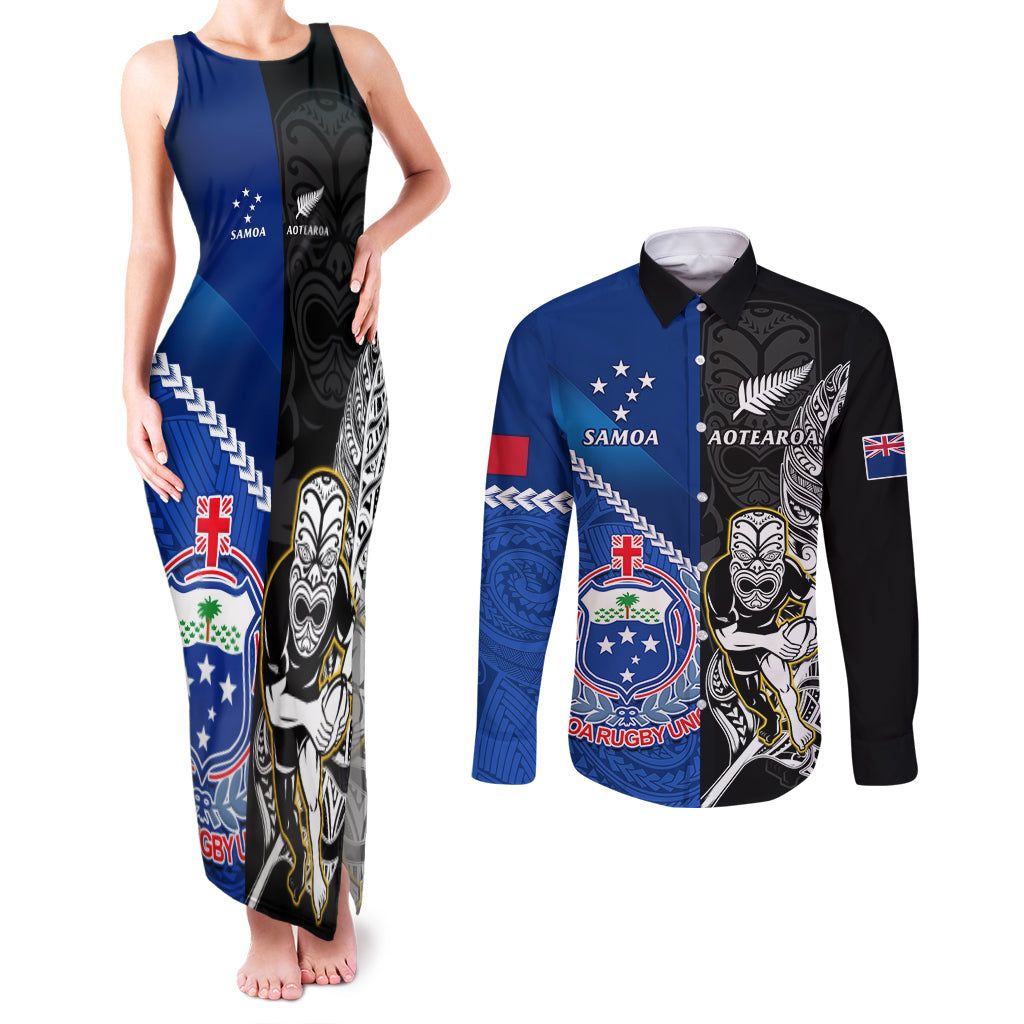 custom-new-zealand-and-samoa-rugby-couples-matching-tank-maxi-dress-and-long-sleeve-button-shirts-all-black-tiki-fern-mix-manu-samoa-2023-world-cup