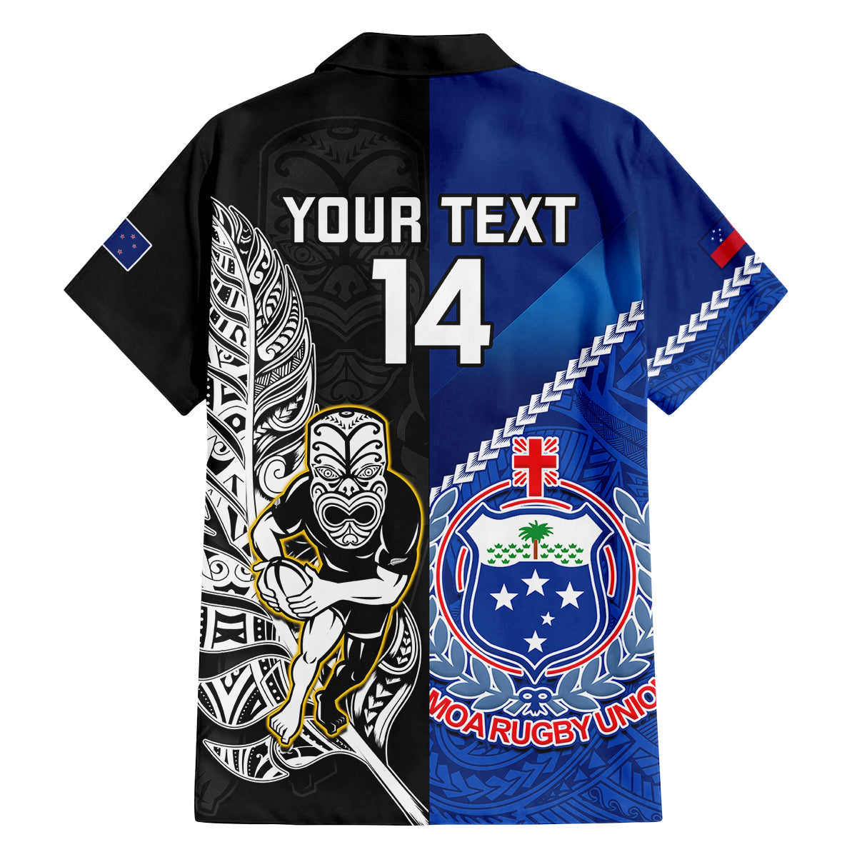 custom-new-zealand-and-samoa-rugby-family-matching-puletasi-dress-and-hawaiian-shirt-all-black-tiki-fern-mix-manu-samoa-2023-world-cup