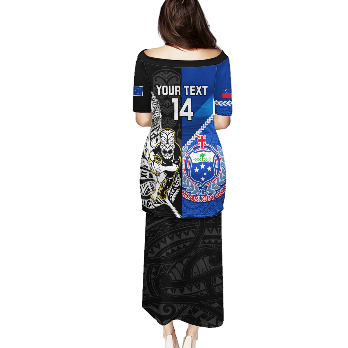 custom-new-zealand-and-samoa-rugby-family-matching-puletasi-dress-and-hawaiian-shirt-all-black-tiki-fern-mix-manu-samoa-2023-world-cup