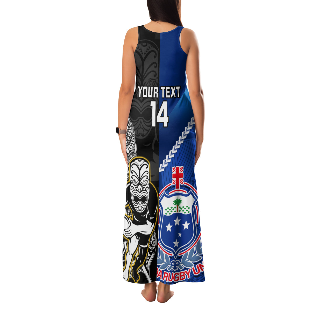 custom-new-zealand-and-samoa-rugby-family-matching-tank-maxi-dress-and-hawaiian-shirt-all-black-tiki-fern-mix-manu-samoa-2023-world-cup