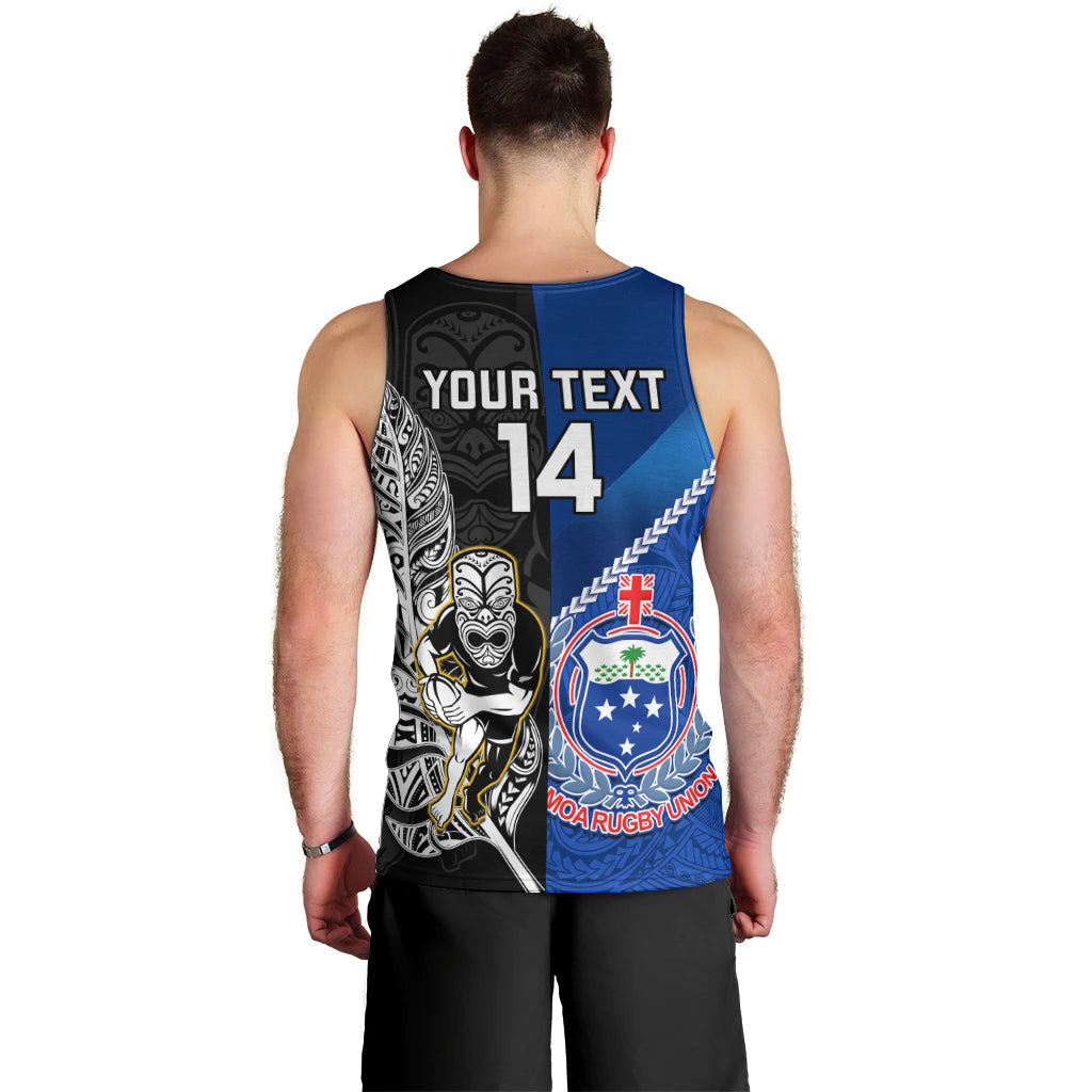 Custom New Zealand And Samoa Rugby Men Tank Top All Black Tiki Fern Mix Manu Samoa 2023 World Cup - Vibe Hoodie Shop