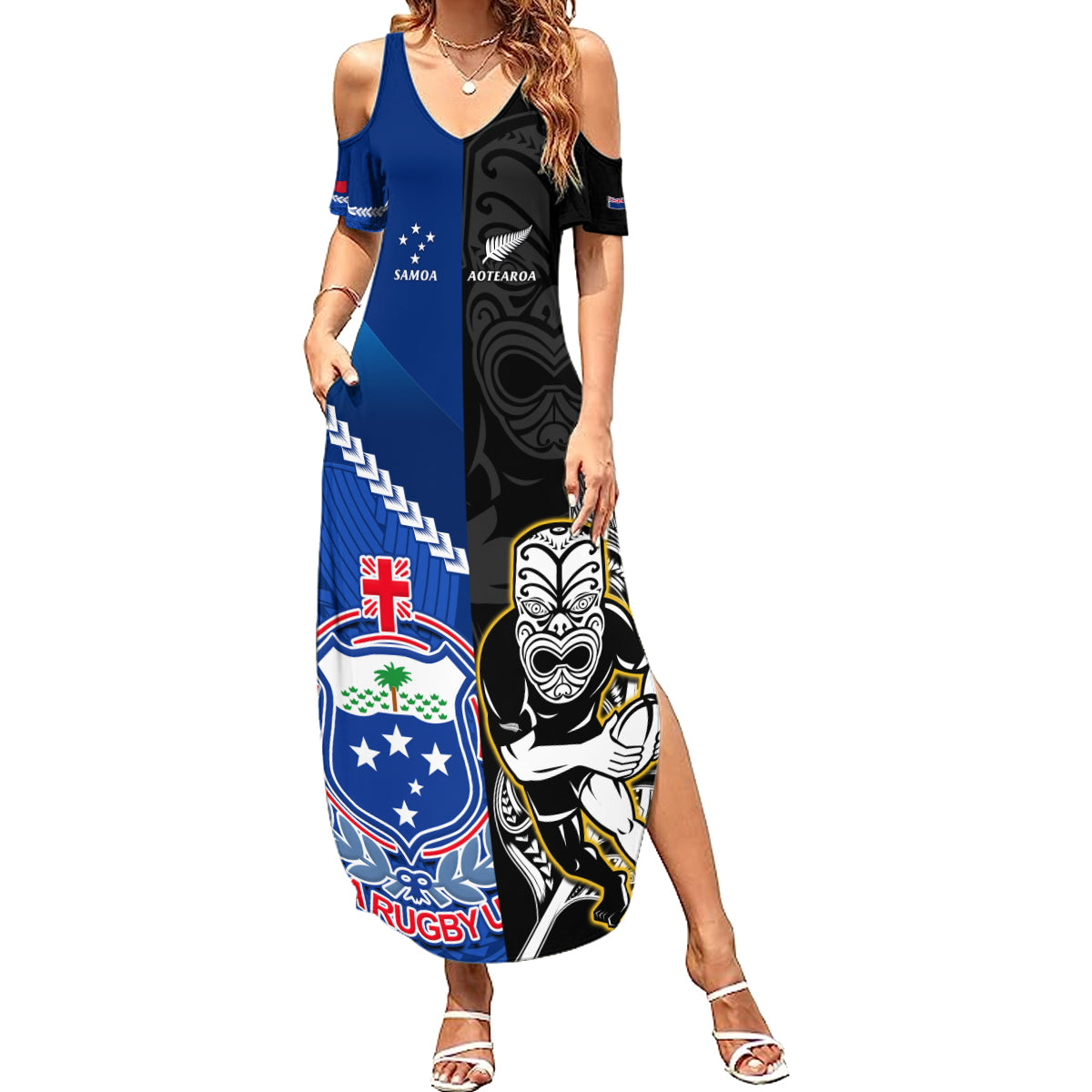 custom-new-zealand-and-samoa-rugby-summer-maxi-dress-all-black-tiki-fern-mix-manu-samoa-2023-world-cup