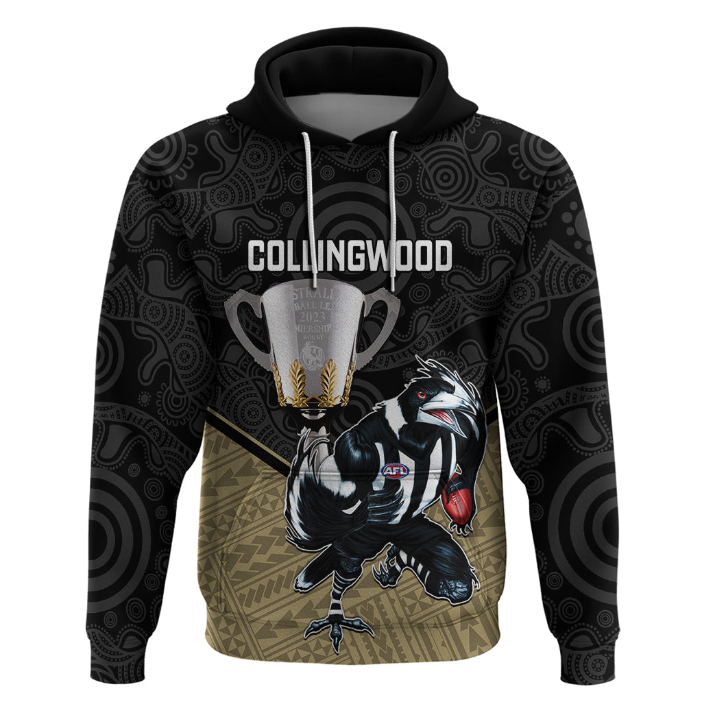 Collingwood Football Hoodie Magpies Go Champions 2023 Polynesian Indigenous Art - Vibe Hoodie Shop
