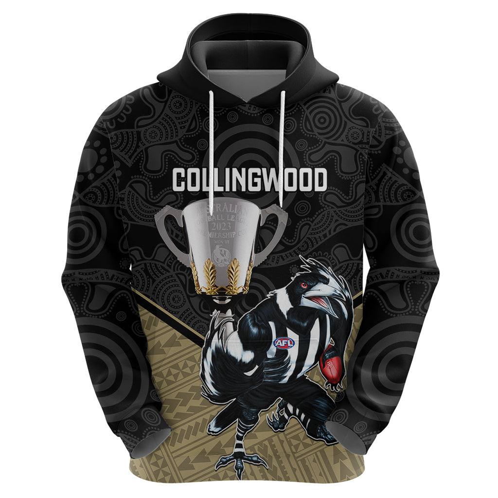 Collingwood Football Hoodie Magpies Go Champions 2023 Polynesian Indigenous Art - Vibe Hoodie Shop