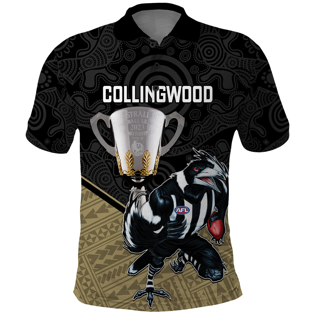 Collingwood Football Polo Shirt Magpies Go Champions 2023 Polynesian Indigenous Art - Vibe Hoodie Shop