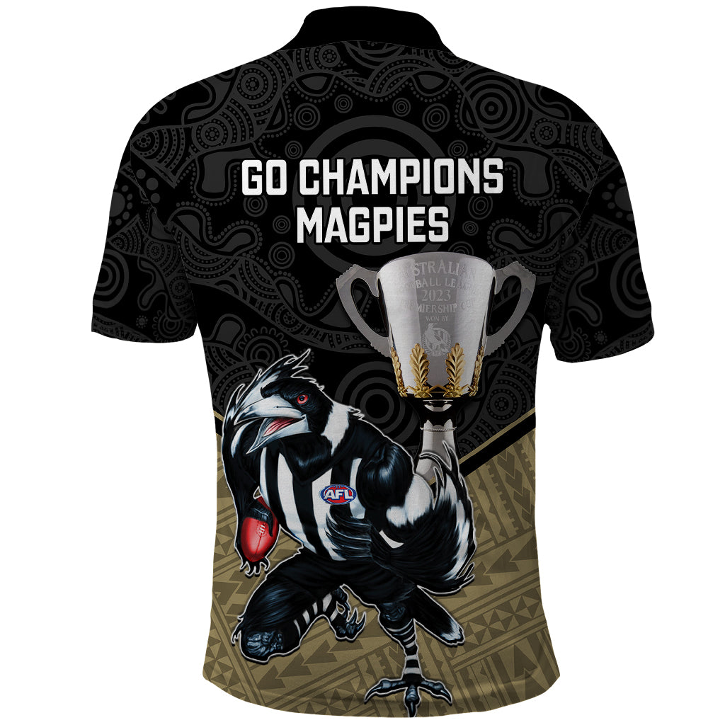 Collingwood Football Polo Shirt Magpies Go Champions 2023 Polynesian Indigenous Art - Vibe Hoodie Shop