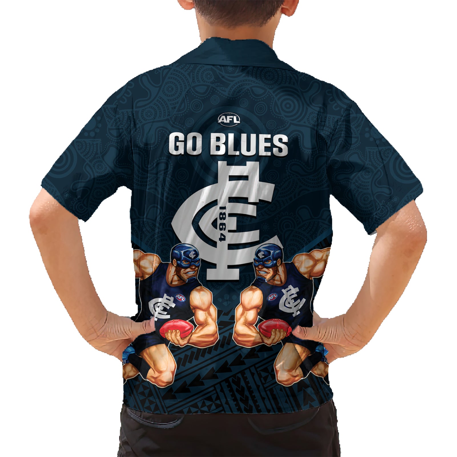 Calrton Football Hawaiian Shirt Blues Go Champions 2023 Polynesian Indigenous Art - Vibe Hoodie Shop