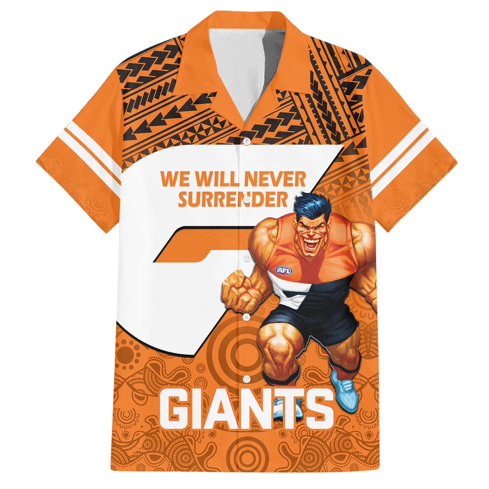 Giants Football Hawaiian Shirt GWS Go Champions 2023 Polynesian Indigenous Art - Vibe Hoodie Shop