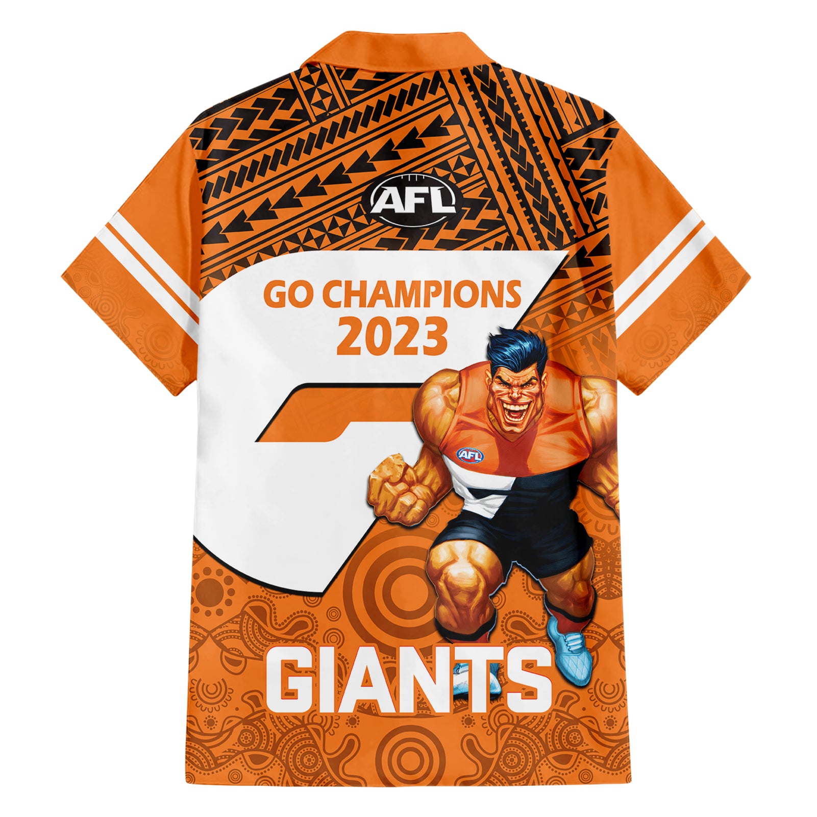 Giants Football Hawaiian Shirt GWS Go Champions 2023 Polynesian Indigenous Art - Vibe Hoodie Shop