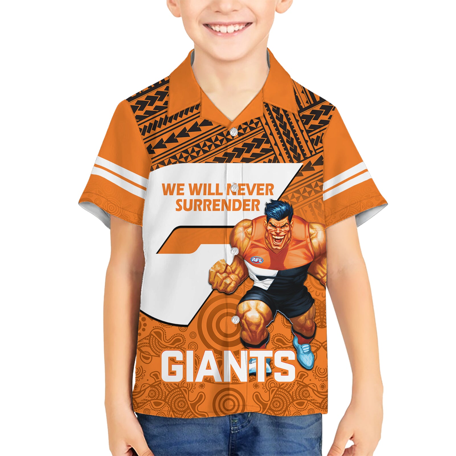 Giants Football Hawaiian Shirt GWS Go Champions 2023 Polynesian Indigenous Art - Vibe Hoodie Shop