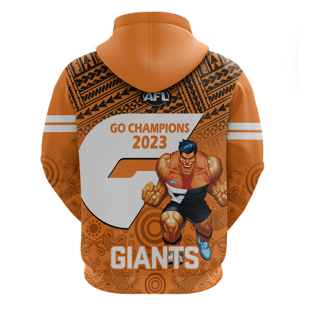 Giants Football Hoodie GWS Go Champions 2023 Polynesian Indigenous Art - Vibe Hoodie Shop