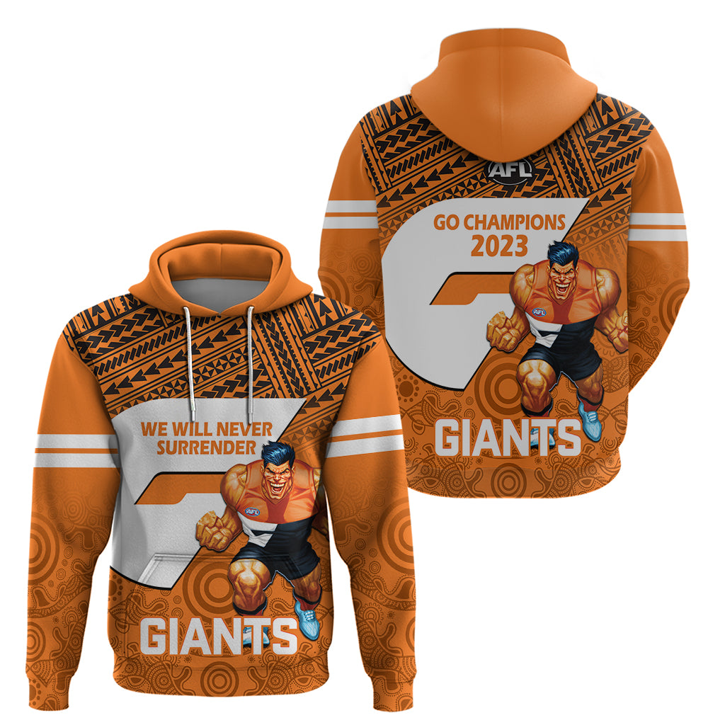 Giants Football Hoodie GWS Go Champions 2023 Polynesian Indigenous Art - Vibe Hoodie Shop