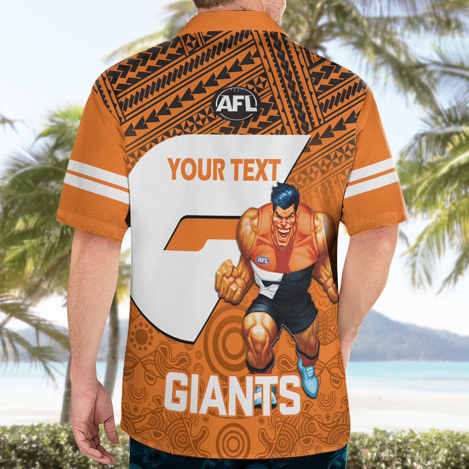 Personalised Giants Football Hawaiian Shirt GWS Go Champions 2023 Polynesian Indigenous Art - Vibe Hoodie Shop