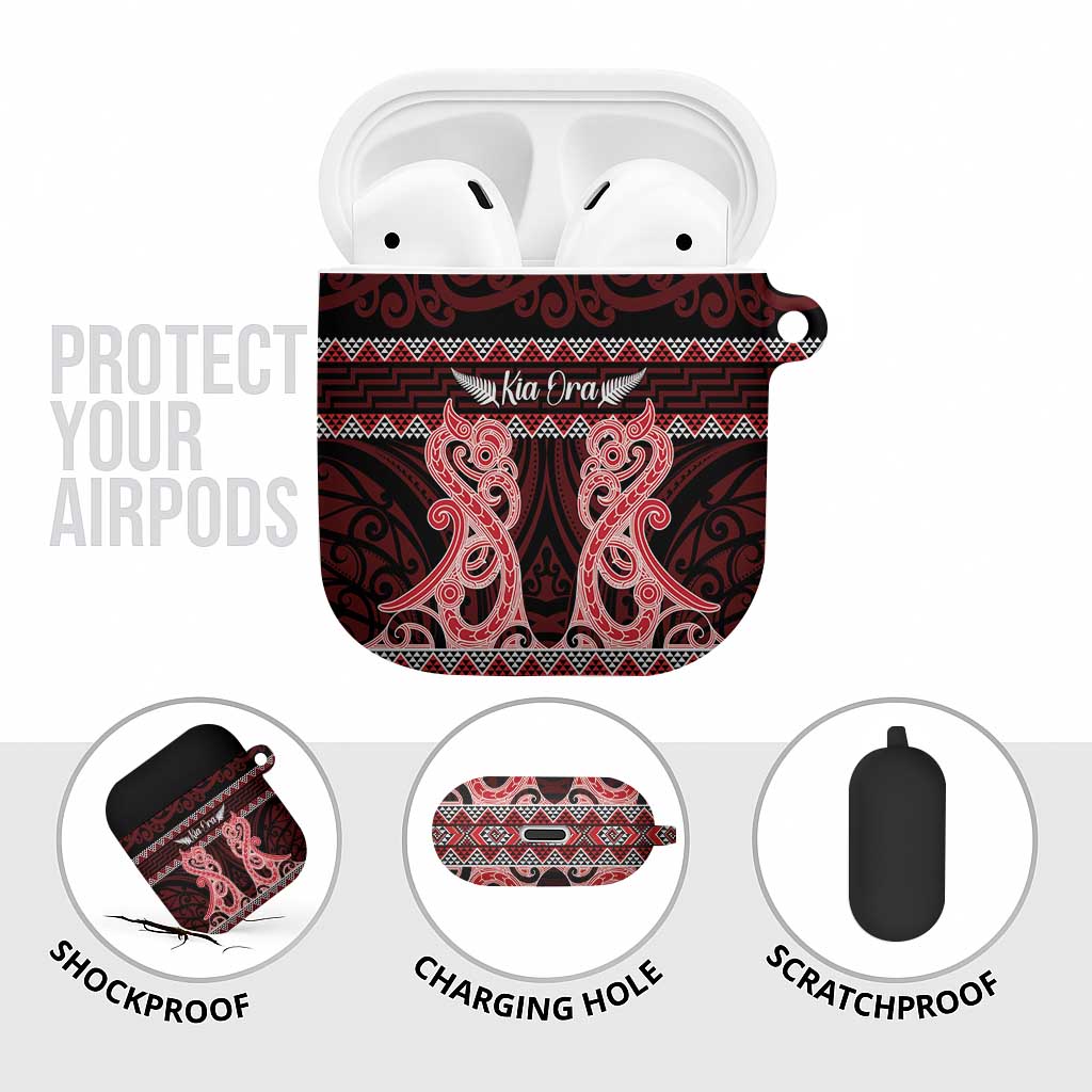 Kia Ora New Zealand AirPods Case Maori Language Week Whero Taniko Motif - Vibe Hoodie