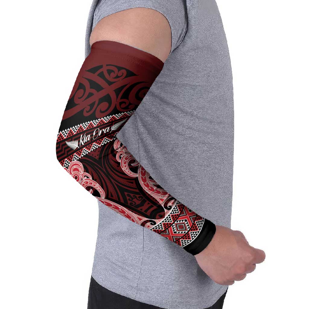 Kia Ora New Zealand Arm Sleeves Maori Language Week Whero Taniko Motif - Vibe Hoodie
