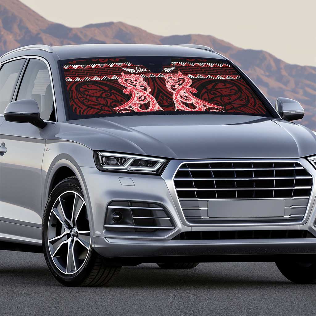 Kia Ora New Zealand Auto Sun Shade Maori Language Week Whero Taniko Motif - Vibe Hoodie