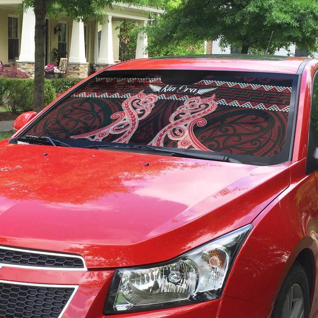 Kia Ora New Zealand Auto Sun Shade Maori Language Week Whero Taniko Motif - Vibe Hoodie