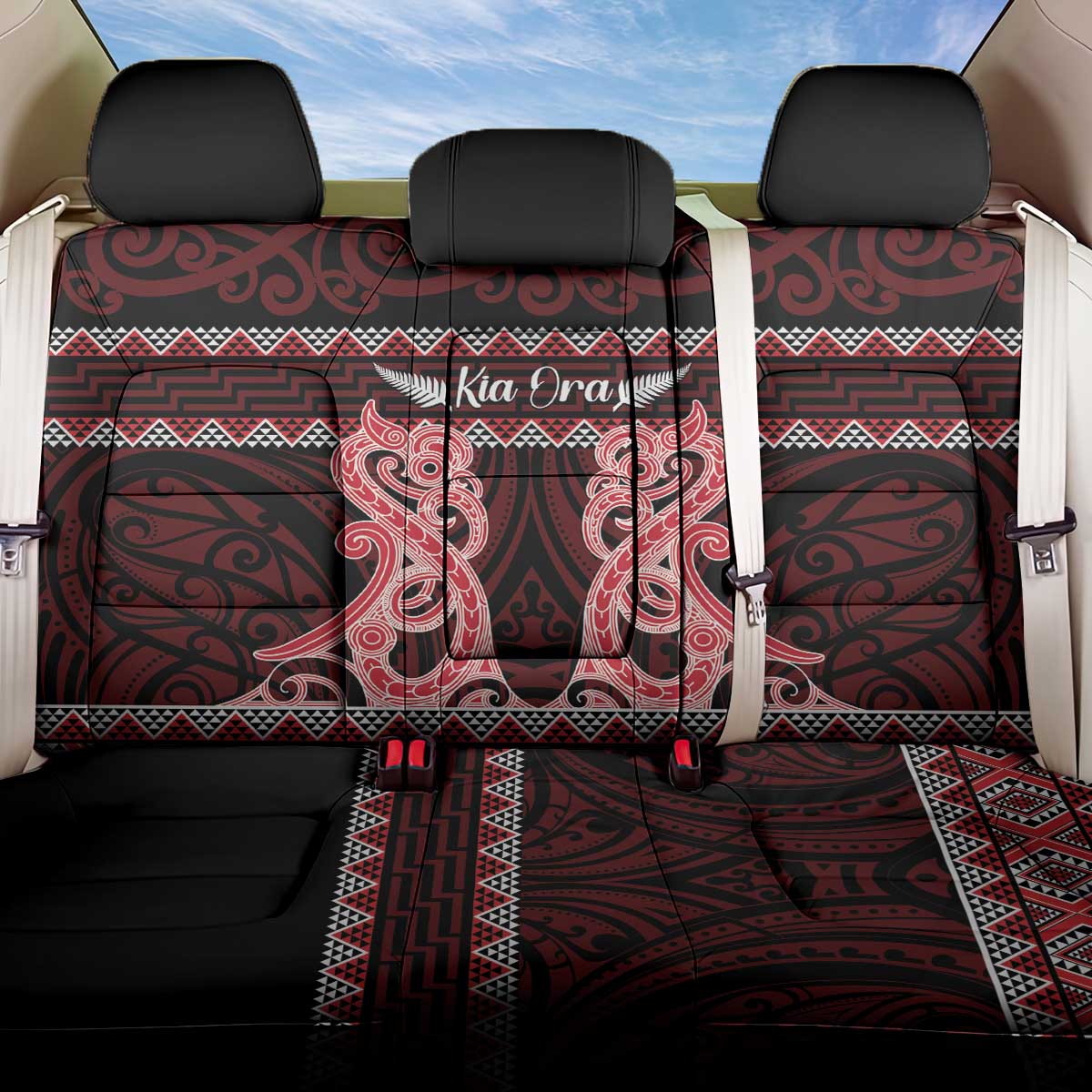 Kia Ora New Zealand Back Car Seat Cover Maori Language Week Whero Taniko Motif - Vibe Hoodie