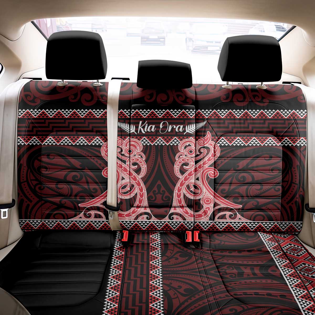 Kia Ora New Zealand Back Car Seat Cover Maori Language Week Whero Taniko Motif - Vibe Hoodie