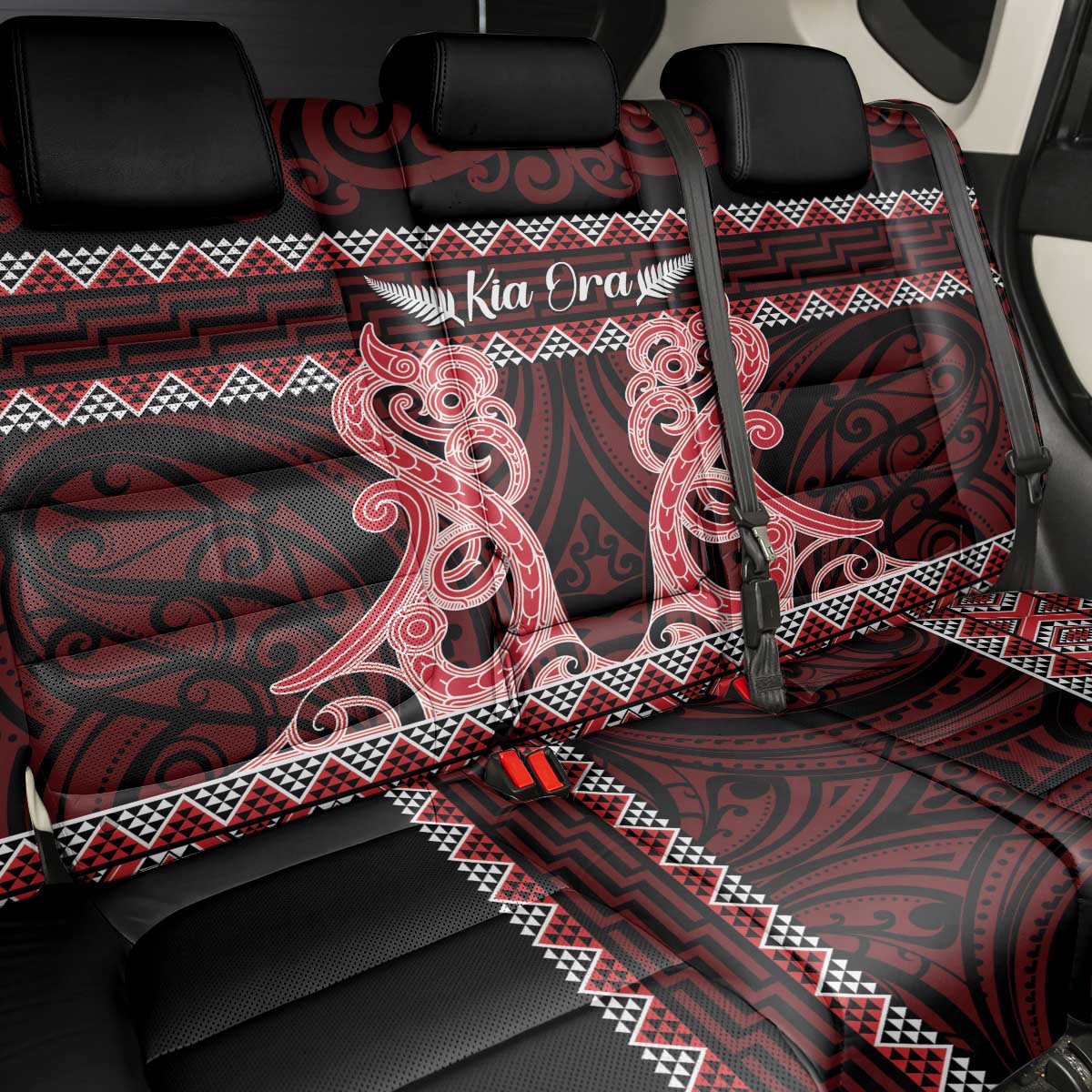 Kia Ora New Zealand Back Car Seat Cover Maori Language Week Whero Taniko Motif - Vibe Hoodie