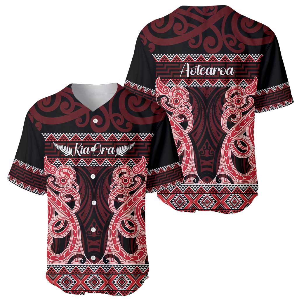 Kia Ora New Zealand Baseball Jersey Maori Language Week Whero Taniko Motif - Vibe Hoodie