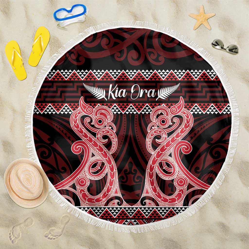 Kia Ora New Zealand Beach Blanket Maori Language Week Whero Taniko Motif - Vibe Hoodie