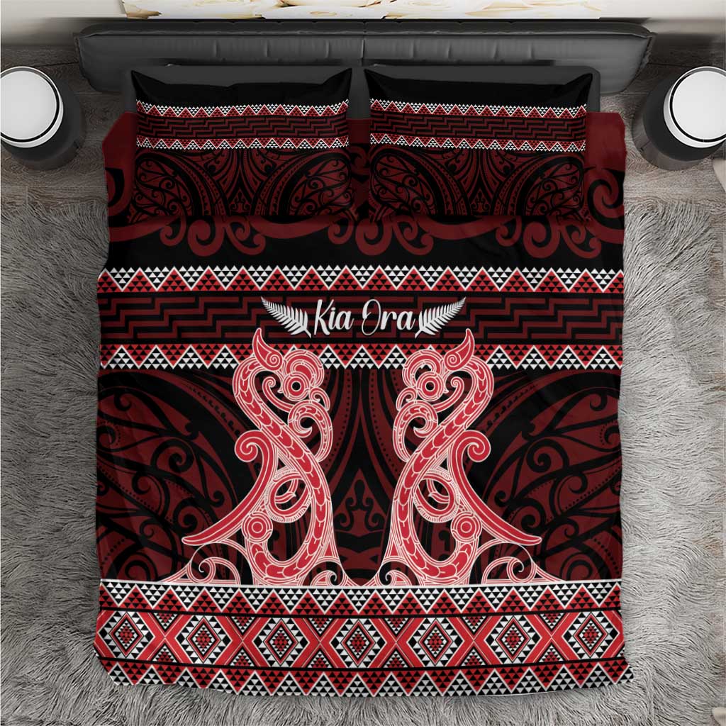 Kia Ora New Zealand Bedding Set Maori Language Week Whero Taniko Motif - Vibe Hoodie