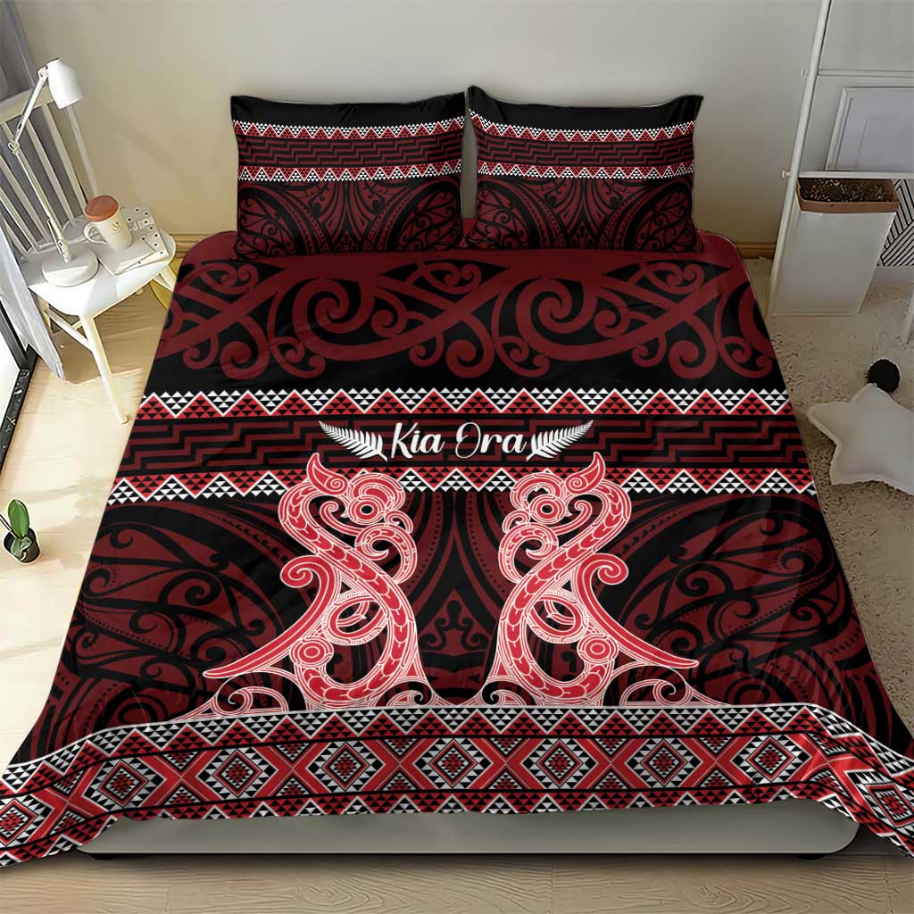Kia Ora New Zealand Bedding Set Maori Language Week Whero Taniko Motif - Vibe Hoodie