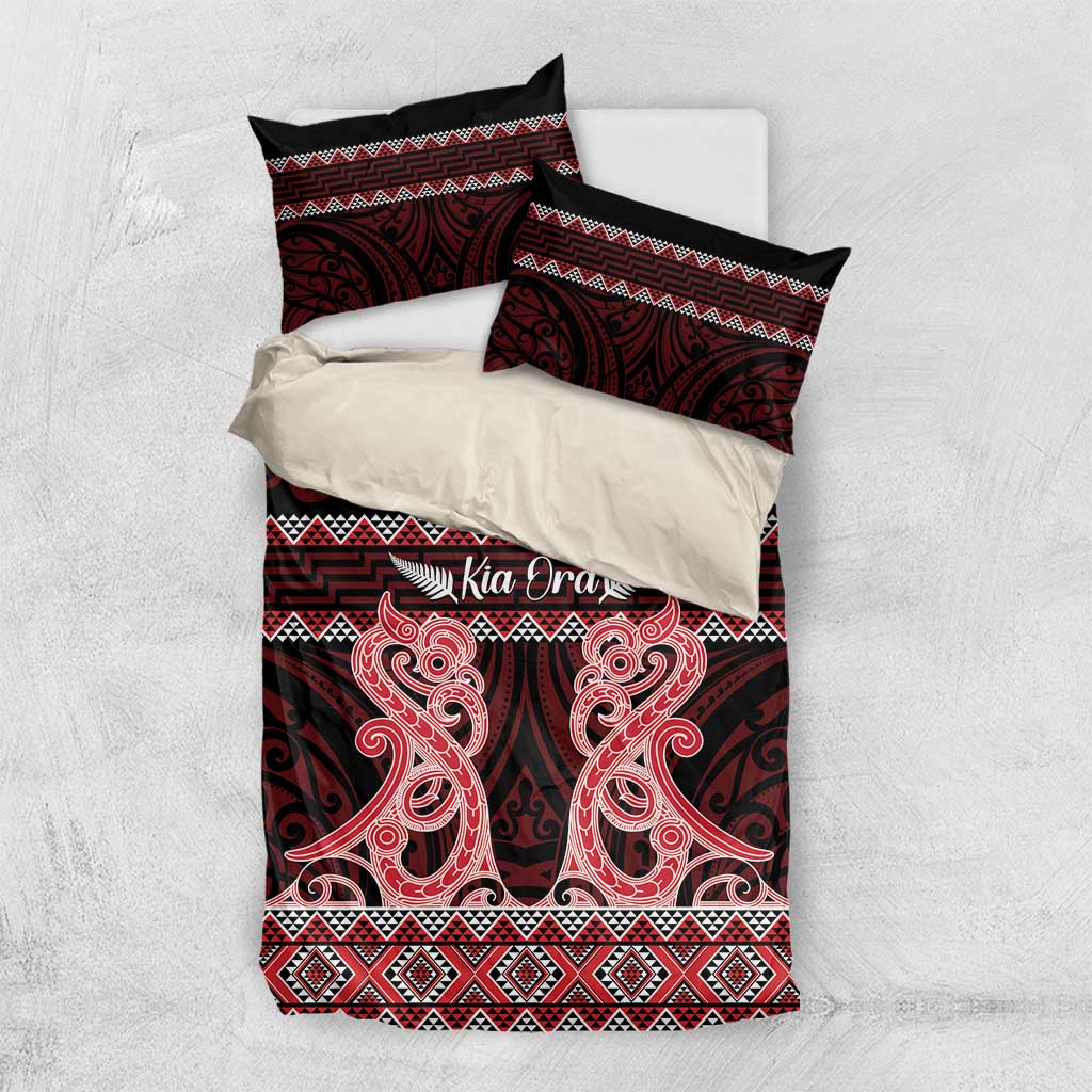 Kia Ora New Zealand Bedding Set Maori Language Week Whero Taniko Motif - Vibe Hoodie