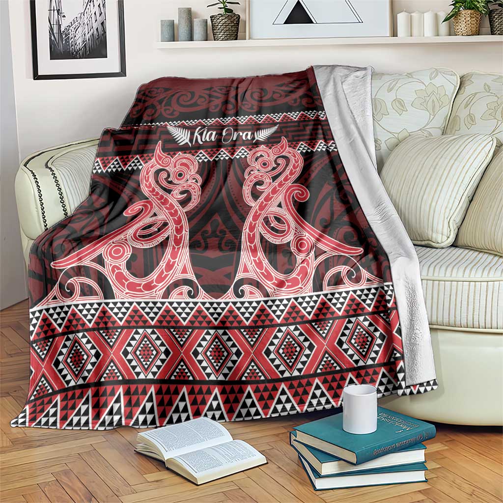 Kia Ora New Zealand Blanket Maori Language Week Whero Taniko Motif - Vibe Hoodie