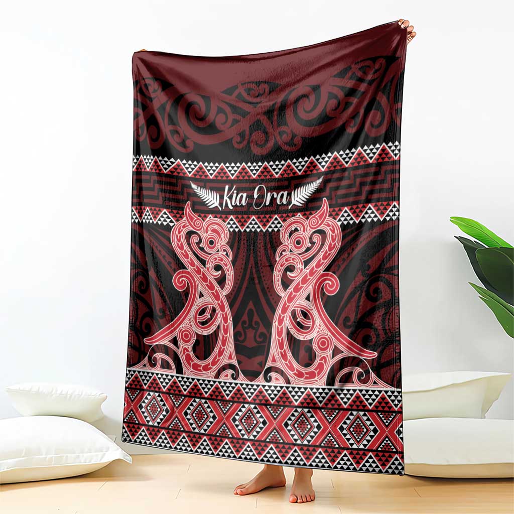 Kia Ora New Zealand Blanket Maori Language Week Whero Taniko Motif - Vibe Hoodie