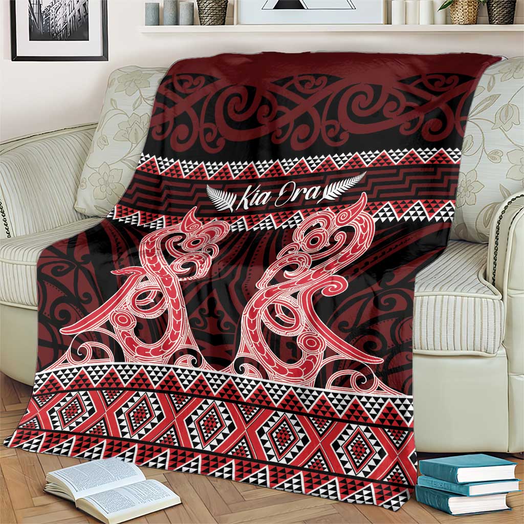 Kia Ora New Zealand Blanket Maori Language Week Whero Taniko Motif - Vibe Hoodie