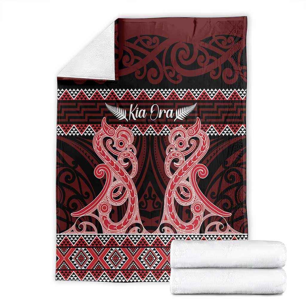Kia Ora New Zealand Blanket Maori Language Week Whero Taniko Motif - Vibe Hoodie