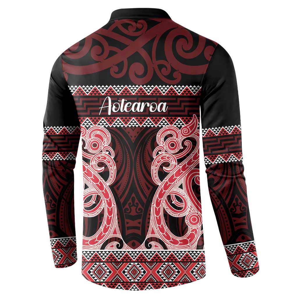 Kia Ora New Zealand Button Sweatshirt Maori Language Week Whero Taniko Motif - Vibe Hoodie