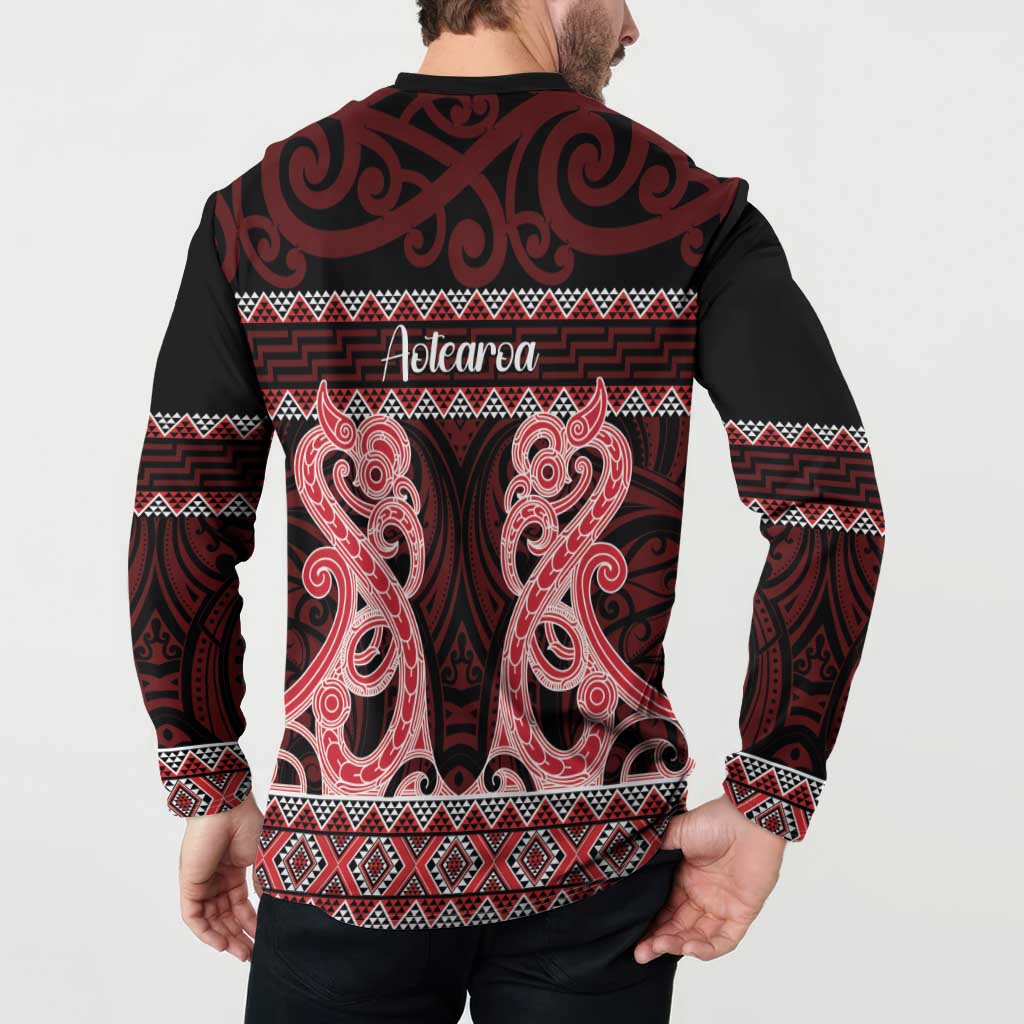 Kia Ora New Zealand Button Sweatshirt Maori Language Week Whero Taniko Motif - Vibe Hoodie