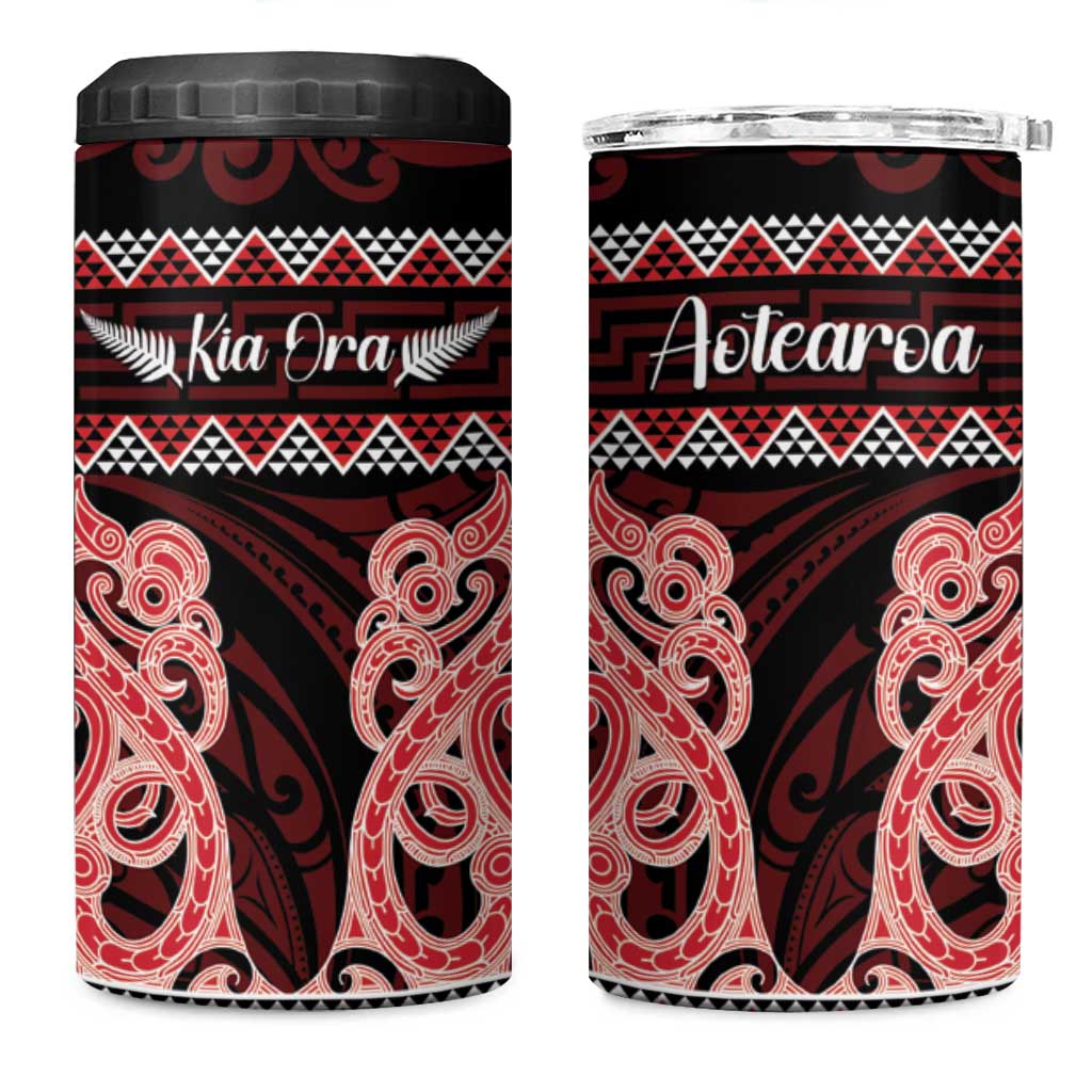 Kia Ora New Zealand 4 in 1 Can Cooler Tumbler Maori Language Week Whero Taniko Motif - Vibe Hoodie