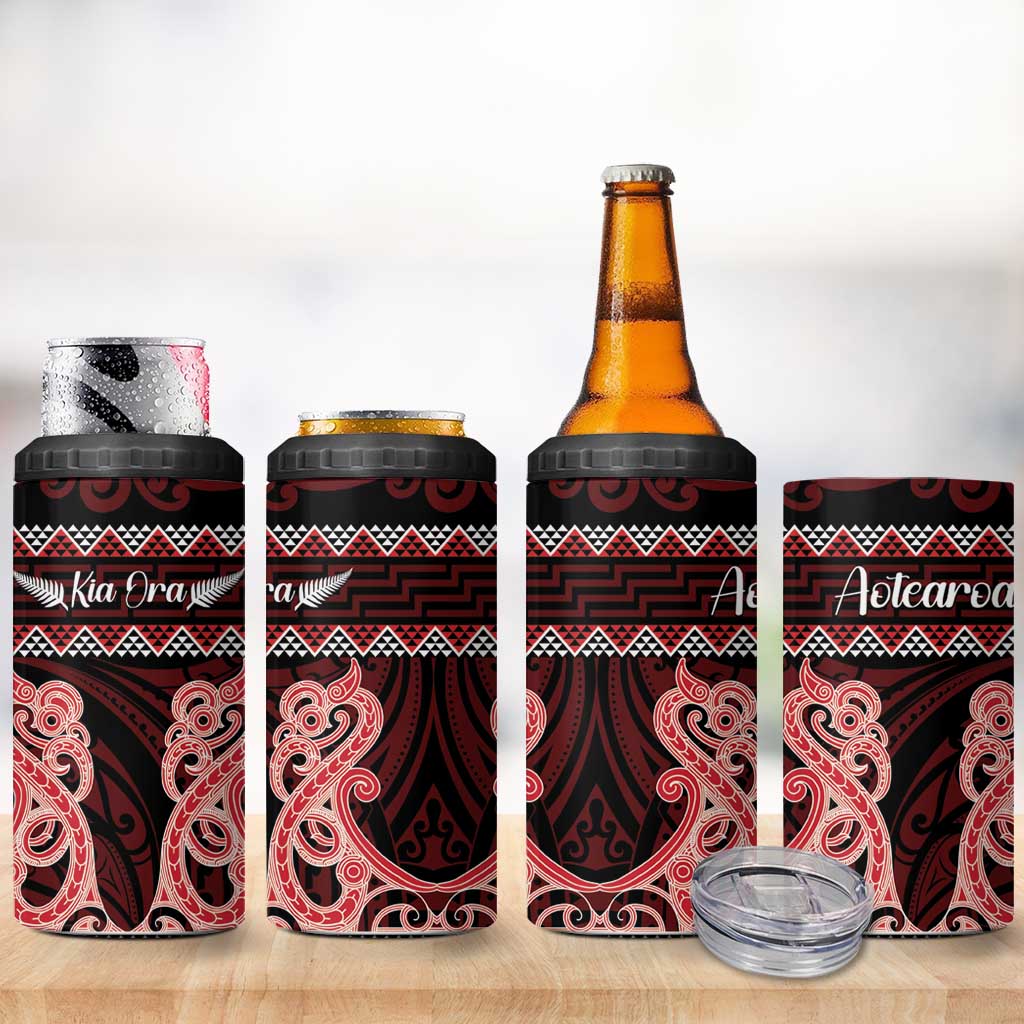Kia Ora New Zealand 4 in 1 Can Cooler Tumbler Maori Language Week Whero Taniko Motif - Vibe Hoodie